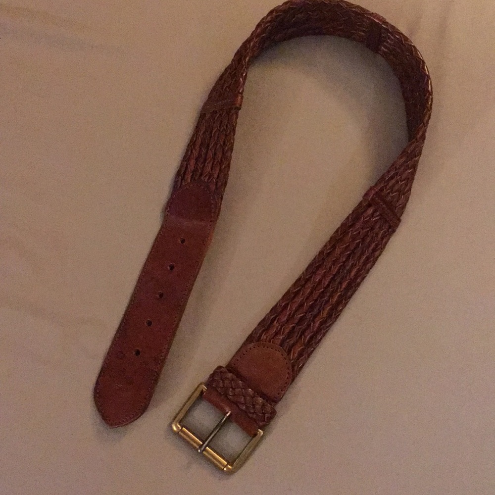 Brown leather rope belt
